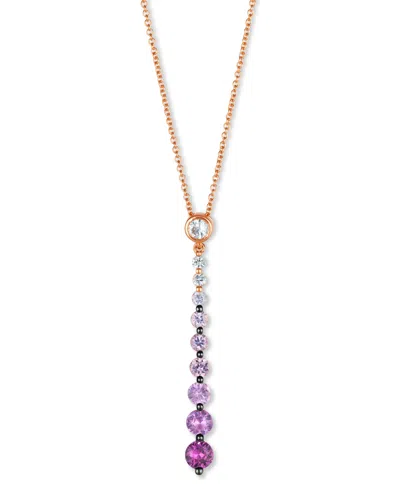 Le Vian Pink Ombre Sapphire (7/8 Ct. T.w.) & White Sapphire (1/6 Ct. T.w.) Linear Adjustable 20" Pendant Nec In Rose Gold