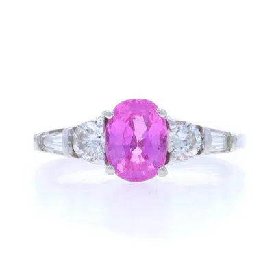 Pre-owned Le Vian Pink Sapphire Diamond Engagement Ring - White Gold 18k Oval 2.27ctw
