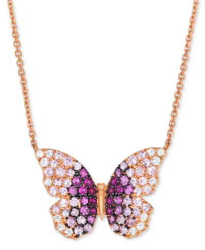 Le Vian Pink Sapphire Ombre (1-1/4 Ct. T.w.) & White Sapphire (1/4 Ct. T.w.) Butterfly Pendant Necklace In 1 In Multi