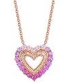 Le Vian Pink Sapphire Ombre (7/8 Ct. T.w.), White Sapphire (1/20 Ct. T.w.) & Nude Diamond (1/5 Ct. T.w.) Hea In Rose Gold