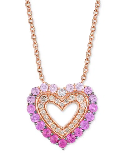 Le Vian Pink Sapphire Ombre (7/8 Ct. T.w.), White Sapphire (1/20 Ct. T.w.) & Nude Diamond (1/5 Ct. T.w.) Hea In Rose Gold