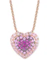 Le Vian Pink Sapphire Ombre Halo Cluster Heart Adjustable 20" Pendant Necklace (1-1/10 Ct. T.w.) In 14k Rose In Rose Gold