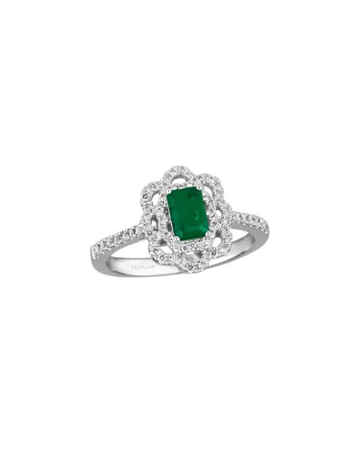 Le Vian Platinum 0.65 Ct. Tw. Diamond & New Emerald Ring In Silver