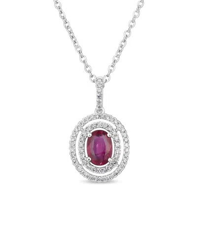 Le Vian ® Platinum 1.05 Ct. Tw. Diamond & Ruby Pendant In Silver
