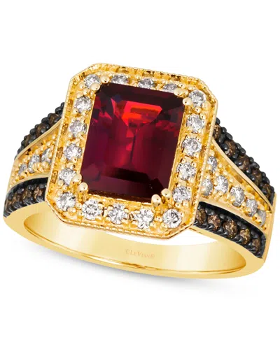 Le Vian Pomegranate Garnet (2-1/2 Ct. T.w.) & Diamond (3/4 Ct. T.w.) Halo Multirow Ring In 14k Gold