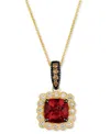 Le Vian Pomegranate Garnet (2-3/4 Ct. T.w.) & Diamond (3/8 Ct. T.w.) Halo Pendant Necklace In 14k Gold, 18" In No Color