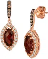 Le Vian Pomegranate Garnet (2-7/8 Ct. T.w.) & Diamond (1/2 Ct. T.w.) Halo Drop Earrings In 14k Rose Gold In Multi