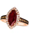 Le Vian Pomegranate Garnet (2 Ct. T.w.) & Diamond (1/2 Ct. T.w.) Halo Ring In 14k Rose Gold In Red