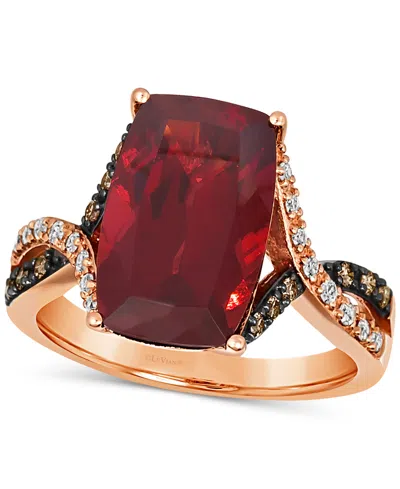 Le Vian Pomegranate Garnet (6-3/4 Ct. T.w.) & Diamond (1/4 Ct. T.w.) Statement Ring In 14k Rose Gold In Red