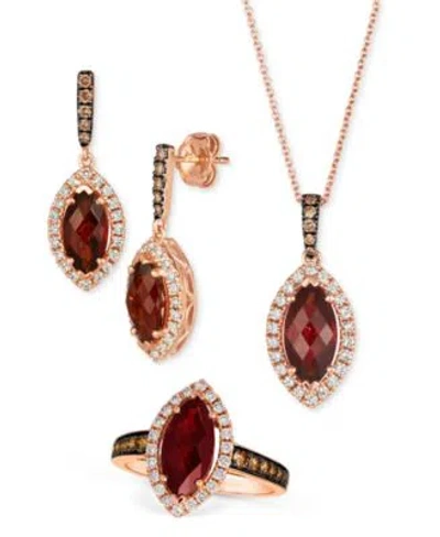 Le Vian Pomegranate Garnet Diamond Marquis Pendant Earrings Ring Collection In 14k Rose Gold