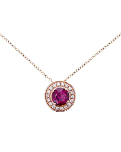 Le Vian ® Positivity 14k Rose Gold 1.03 Ct. Tw. Diamond & Rhodolite Pendant Necklace