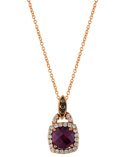 Le Vian ® Positivity 14k Rose Gold 1.45 Ct. Tw. Diamond & Rhodolite Pendant Necklace In Brown