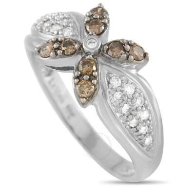 Le Vian 18k White Gold White And Brown Diamond Flower Ring In Multi-color