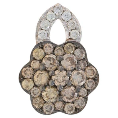 Pre-owned Le Vian Princess Alexandra Diamond Cluster Pendant White Gold 14k 1.00ctw Flower