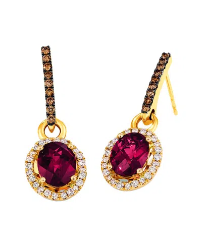 LE VIAN LE VIAN RASPBERRY RHODOLITE 14K 3.18 CT. TW. DIAMOND & RHODOLITE DANGLE EARRINGS