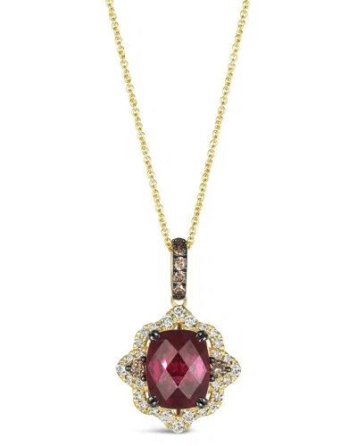 Le Vian Raspberry Rhodolite 14k 5.10 Ct. Tw. Diamond & Rhodolite Cocktail Pendant Necklace