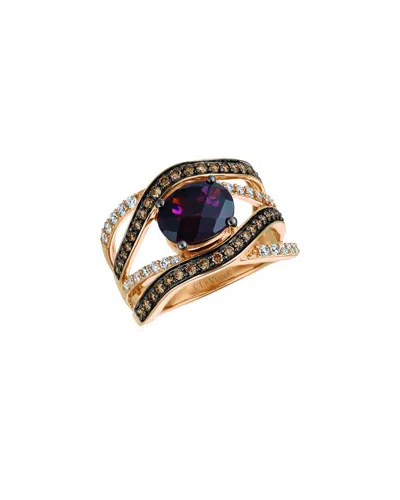 LE VIAN LE VIAN RASPBERRY RHODOLITE 14K ROSE GOLD 2.58 CT. TW. DIAMOND & RHODOLITE RING