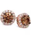 Le Vian Red Carpet Chocolate Diamond & Vanilla Diamond Halo Stud Earrings (1-1/2 Ct. T.w.) In 14k Rose Gold