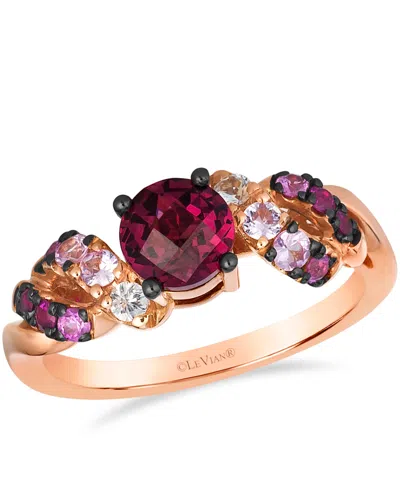 Le Vian Rhodolite (1.10 Ct. T.w.), Pink Sapphire (0.36 Ct. T.w.) And White Sapphire (0.08 Ct. T.w.) Ombre Ri In Gold