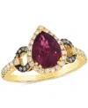Le Vian Rhodolite (2-1/10 Ct. T.w.) & Diamond (3/8 Ct. T.w.) Pear-shape Halo Ring In 14k Yellow Gold In Gold
