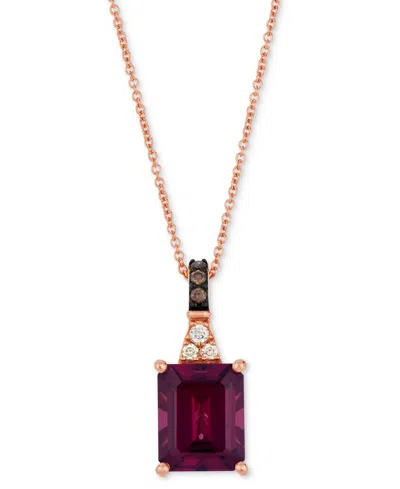 Le Vian Rhodolite (3-5/8 Ct. T.w.) & Diamond (1/20 Ct. T.w.) 20" Adjustable Pendant Necklace In 14k Rose Gol In Gold