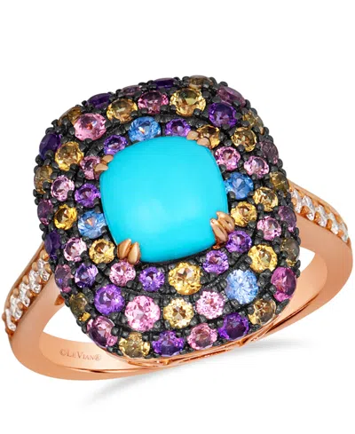 Le Vian Robin's Egg Blue Turquoise Cushion Cut, Multi-gemstone (2.46 Ct. T.w.) & Nude Diamond (1/6 Ct. T.w.)