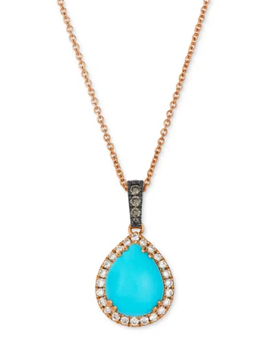 Le Vian Robins Egg Blue Turquoise (1-3/4 Ct. T.w.), Nude Diamond (1/6 Ct. T.w.) & Chocolate Diamond (1/20 Ct In Rose Gold