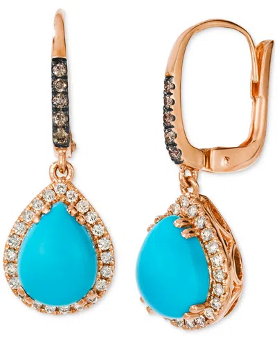 Le Vian Robins Egg Blue Turquoise (2-3/4 Ct. T.w.), Nude Diamond (1/4 Ct. T.w.) & Chocolate Diamond (1/10 Ct In Rose Gold