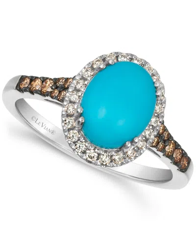 Le Vian Robins Egg Blue Turquoise (2 Ct. T.w.) & Diamond (1/3 Ct. T.w.) Halo Ring In 14k Rose Gold