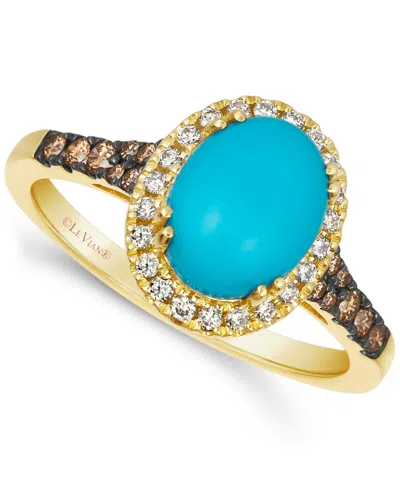 Le Vian Robins Egg Blue Turquoise (2 Ct. T.w.) & Diamond (1/3 Ct. T.w.) Halo Ring In 14k Rose Gold