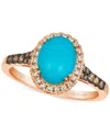 Le Vian Robins Egg Blue Turquoise (2 Ct. T.w.) And Diamond (1/3 Ct. T.w.) Halo Ring In 14k Rose Gold In Gold