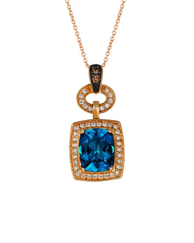 Le Vian ® Royalblues 14k Rose Gold 3.29 Ct. Tw. Diamond & Topaz Pendant