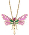 Le Vian Ruby (1/20 Ct. T.w.) & Chocolate Diamond Accent Dragonfly 20" Adjustable Pendant Necklace In 14k Yel In No Color
