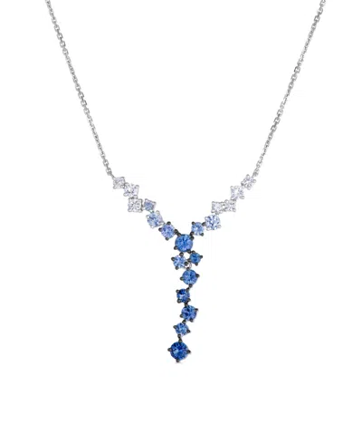 Le Vian Sapphire (1.45 Ct. T.w.) And White Sapphire (0.40 Ct. T.w.) Adjustable Pendant Necklace In 14k Vanil In Blue