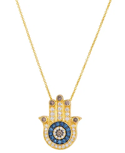 Le Vian Sapphire (1/6 Ct. T.w.) & Diamond (1/2 Ct. T.w.) Pendant Necklace In 14k Honey Gold