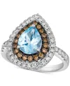 Le Vian Sea Blue Aquamarine (1 Ct. T.w.) & Diamond (7/8 Ct. T.w.) Teardrop Halo Ring In 14k White Gold