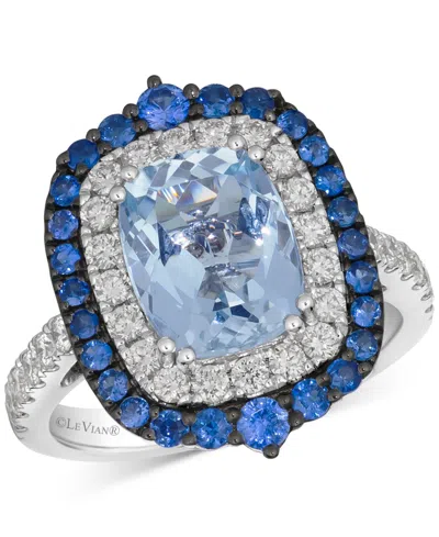 Le Vian Sea Blue Aquamarine (2-1/2 Ct. T.w.), Sapphire (5/8 Ct. T.w.), Vanilla Diamond (5/8 Ct. T.w.) & Choc In Platinum
