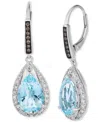 Le Vian Sea Blue Aquamarine (4-5/8 Ct. T.w.) & Diamond (1/2 Ct. T.w.) Pear Halo Leverback Drop Earrings In 1 In White Gold