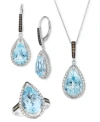 Le Vian Sea Blue Aquamarine Statement Ring Earrings Pendant Necklace Collection In 14k White Gold In White Gold