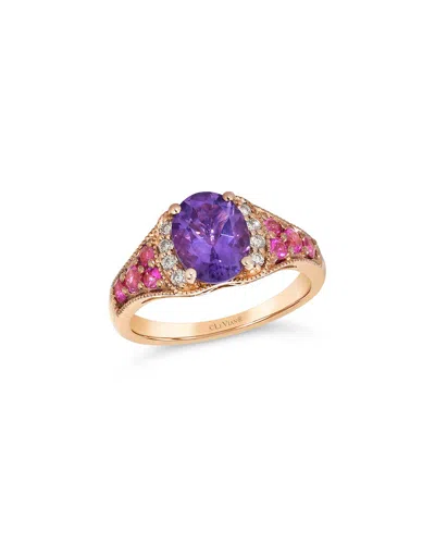 Le Vian ® Semi Precious 14k Rose Gold 1.90 Ct. Tw. Diamond & Gemstone Cocktail Ring In Purple