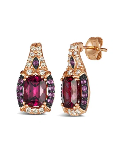 LE VIAN LE VIAN® SEMI PRECIOUS CENTER 14K ROSE GOLD 3.92 CT. TW. DIAMOND & RHODOLITE EARRINGS