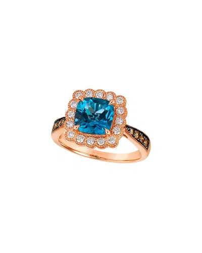 Le Vian ® Semi-precious 14k Rose Gold 3.07 Ct. Tw. Diamond & London Blue Topaz  Cocktail Ring