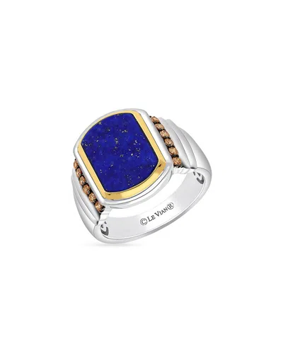 Le Vian Silver 4.37 Ct. Tw. Diamond & Lapis Signet Ring