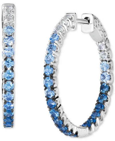 Le Vian Small Denim Ombre (1-3/4 Ct. T.w.) & White Sapphire (3/8 Ct. T.w.) Hoop Earrings In 14k White Gold,  In Multi