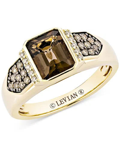 Le Vian Men's Smokey Quartz (1-7/8 Ct. T.w.) & Diamond (1/3 Ct. T.w.) Statement Ring In 14k Yellow Gold
