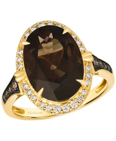 Le Vian Smokey Quartz (4-13/20 Ct. T.w.), Chocolate Diamond (1/10 Ct. T.w.) & Nude Diamond (1/5 Ct. T.w.) Ri In Gold
