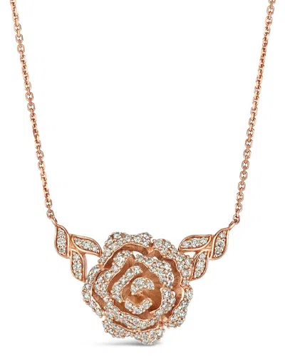 Le Vian ® Strawberry & Nude Rose 14k Rose Gold 1.01 Ct. Tw. Diamond Rose Adjustable Necklace