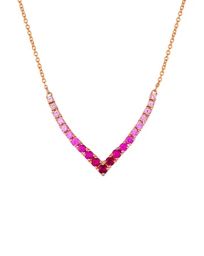 Le Vian ® Strawberry Ombré® 14k Rose Gold 1.00 Ct. Tw. Ruby Pink Sapphire O V-shape Necklace