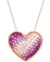 Le Vian Strawberry Ombre Pink Sapphire Heart 18" Pendant Necklace (1-7/8 Ct. T.w.) In 14k Rose Gold In Strawberry Gold