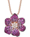 Le Vian Strawberry Ombre Ruby (1-1/2 Ct. T.w.) & White Sapphire (1/5 Ct. T.w.) Flower 18" Pendant Necklace I In Rose